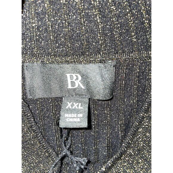 Banana Republic Gold Metallic Mock Neck Ribbed Bell Sleeve Top XXL NWT - Picture 3 of 8